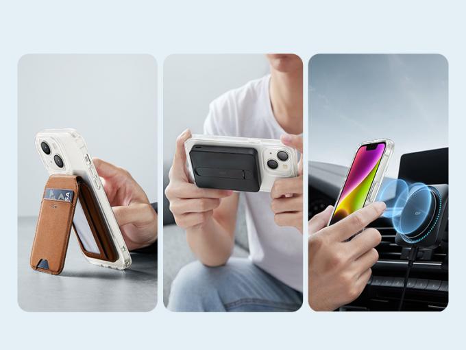 무선 충전 자기 전화 케이스 노란색 저항 스크래치 저항 1