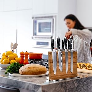 강력한 강화 된 자석과 함께 다기능 목재 자기 칼 블록 홀더 4