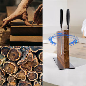 강력한 강화 된 자석과 함께 다기능 목재 자기 칼 블록 홀더 6